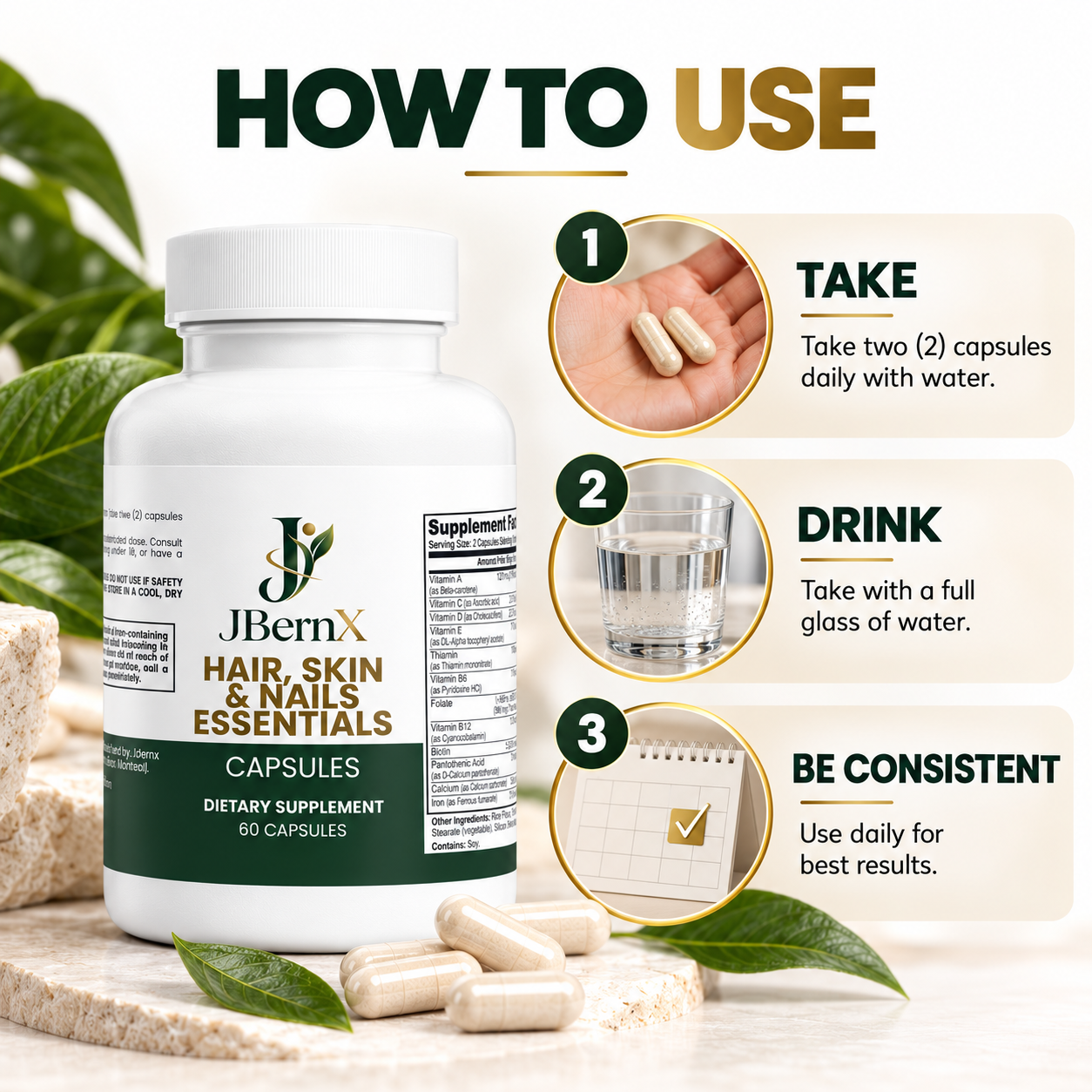 JBernX Hair, Skin & Nails Essentials Capsules