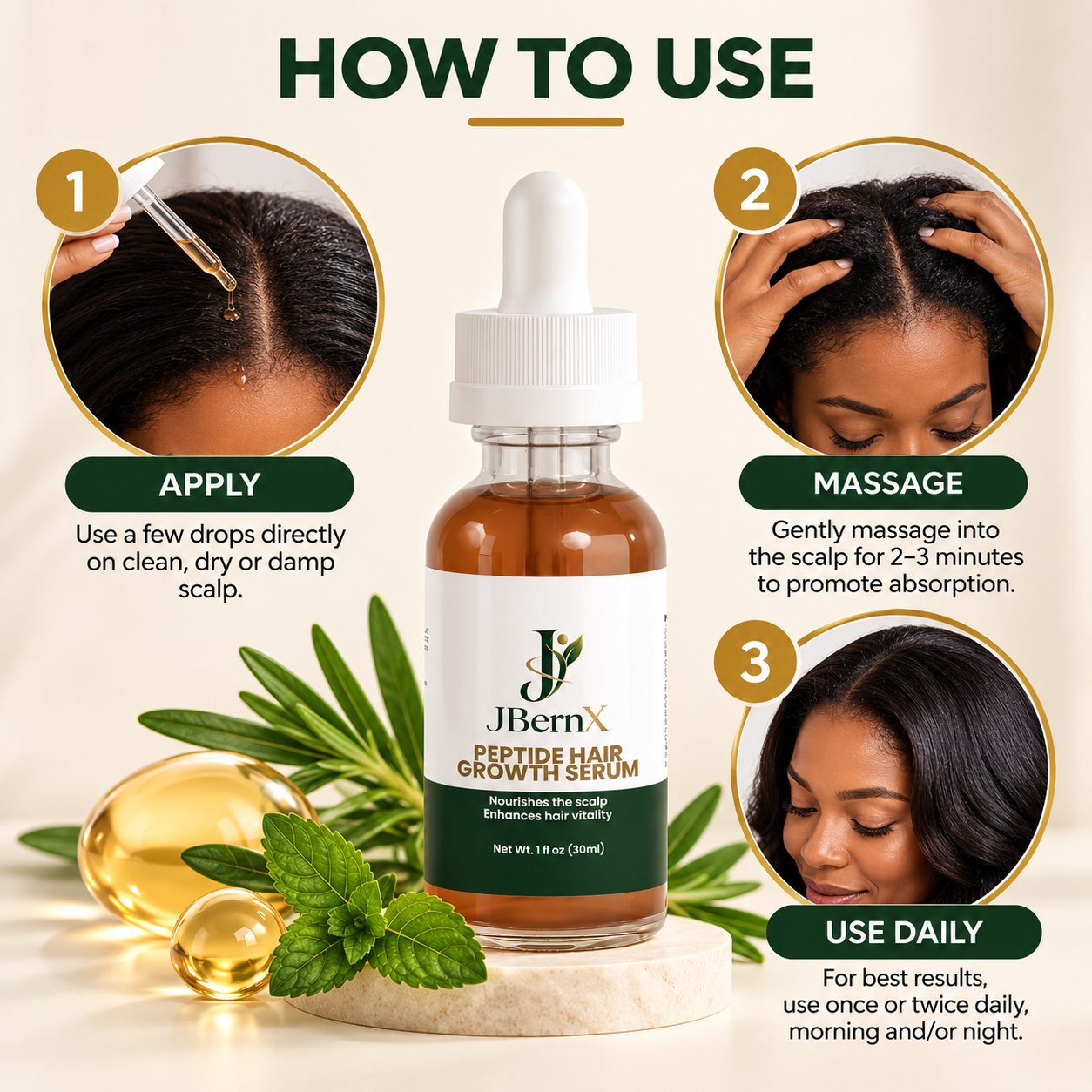 JBernX Peptide Hair Growth Serum