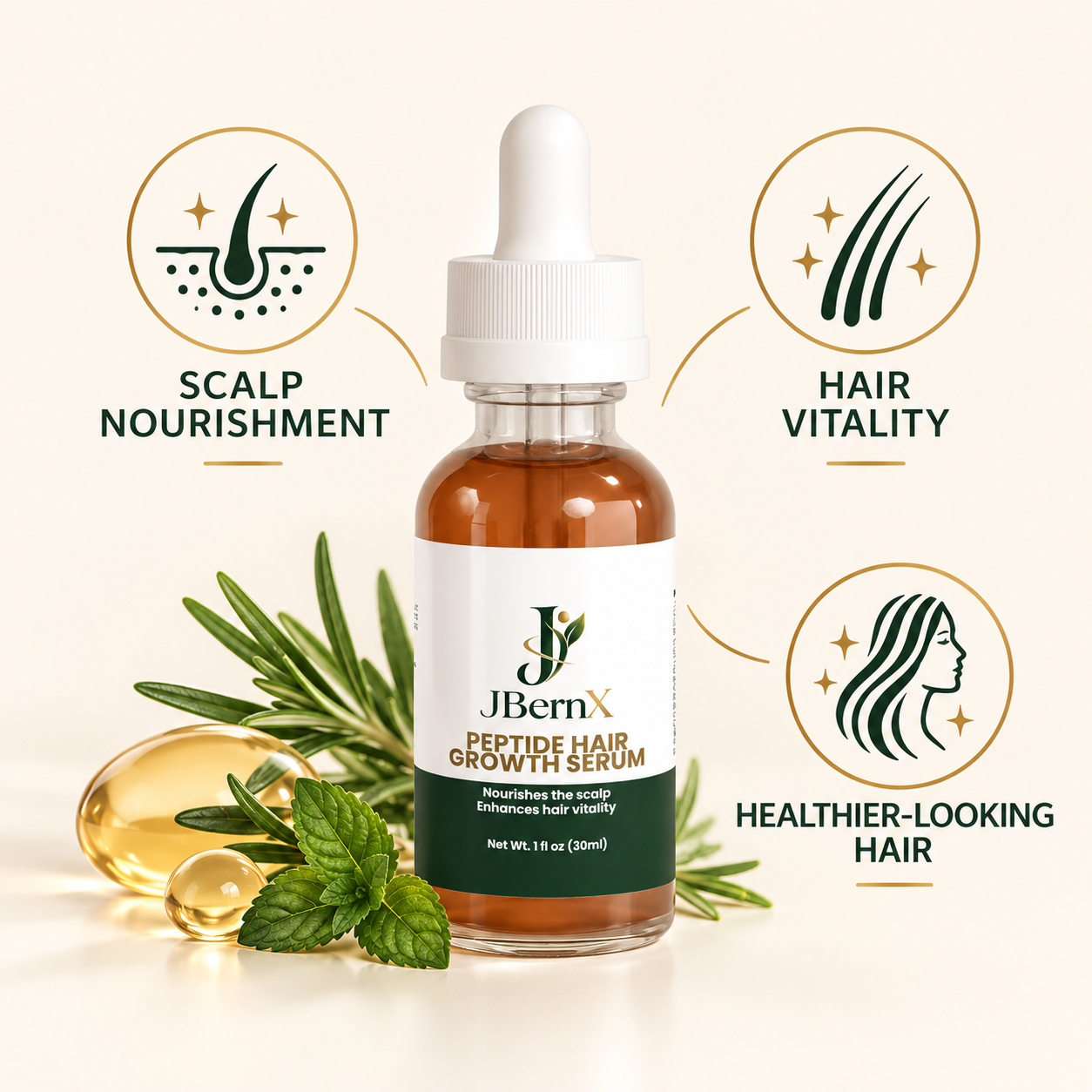 JBernX Peptide Hair Growth Serum